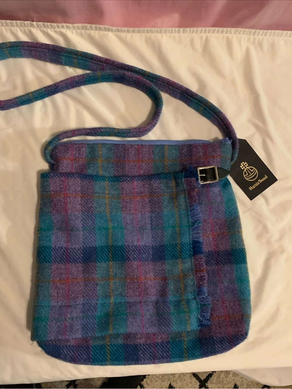 New Harris Tweed Medium Satchel Bag Plaid Woven Jems Made in Scotland